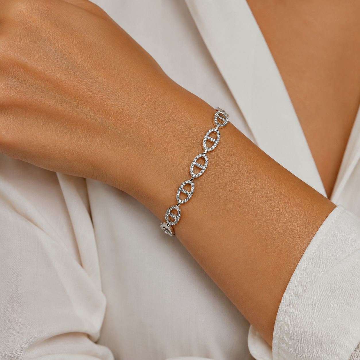 Collier maille marine argent zircon 