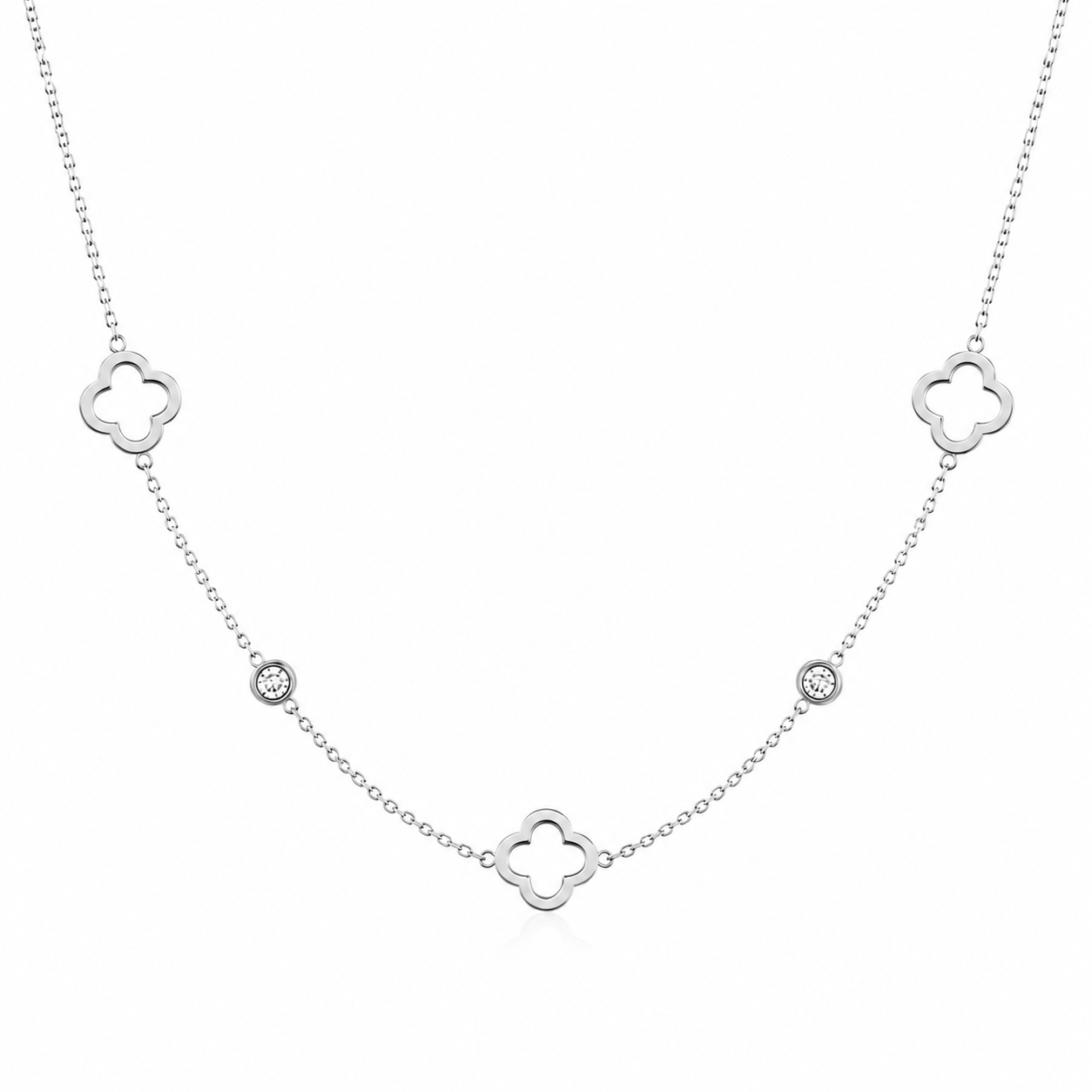 Collier trefle en acier inoxydable Argenté 