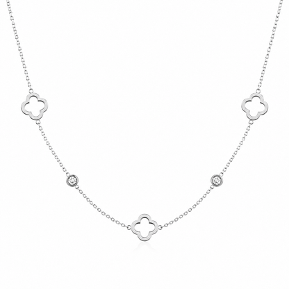 Collier trefle en acier inoxydable Argenté 
