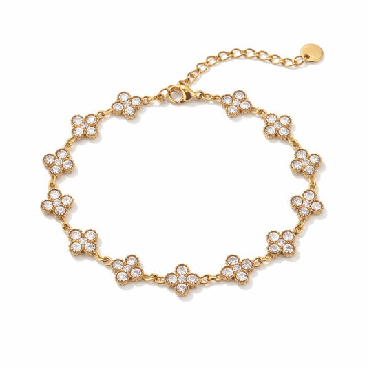 Collier trèfle acier inoxydable et zircon 
