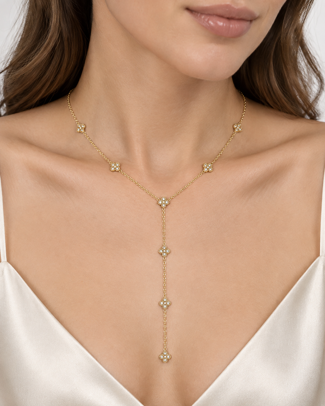Collier y acier inoxydable trèfle 