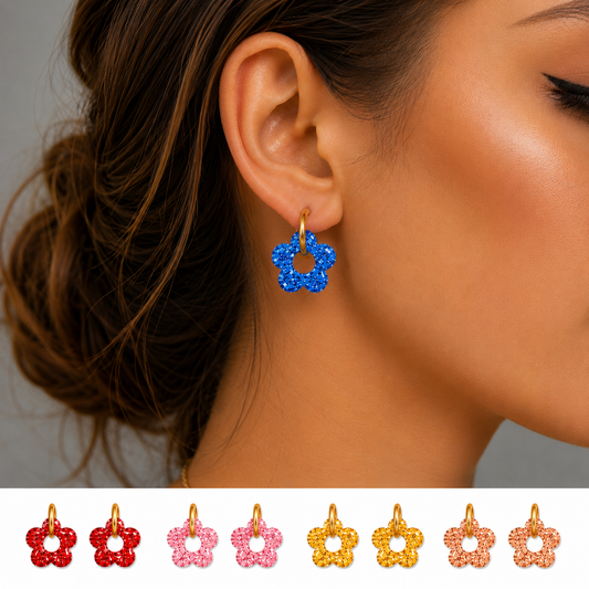 Boucles d’oreilles fleurs résine interchangeable en acier inoxydable 