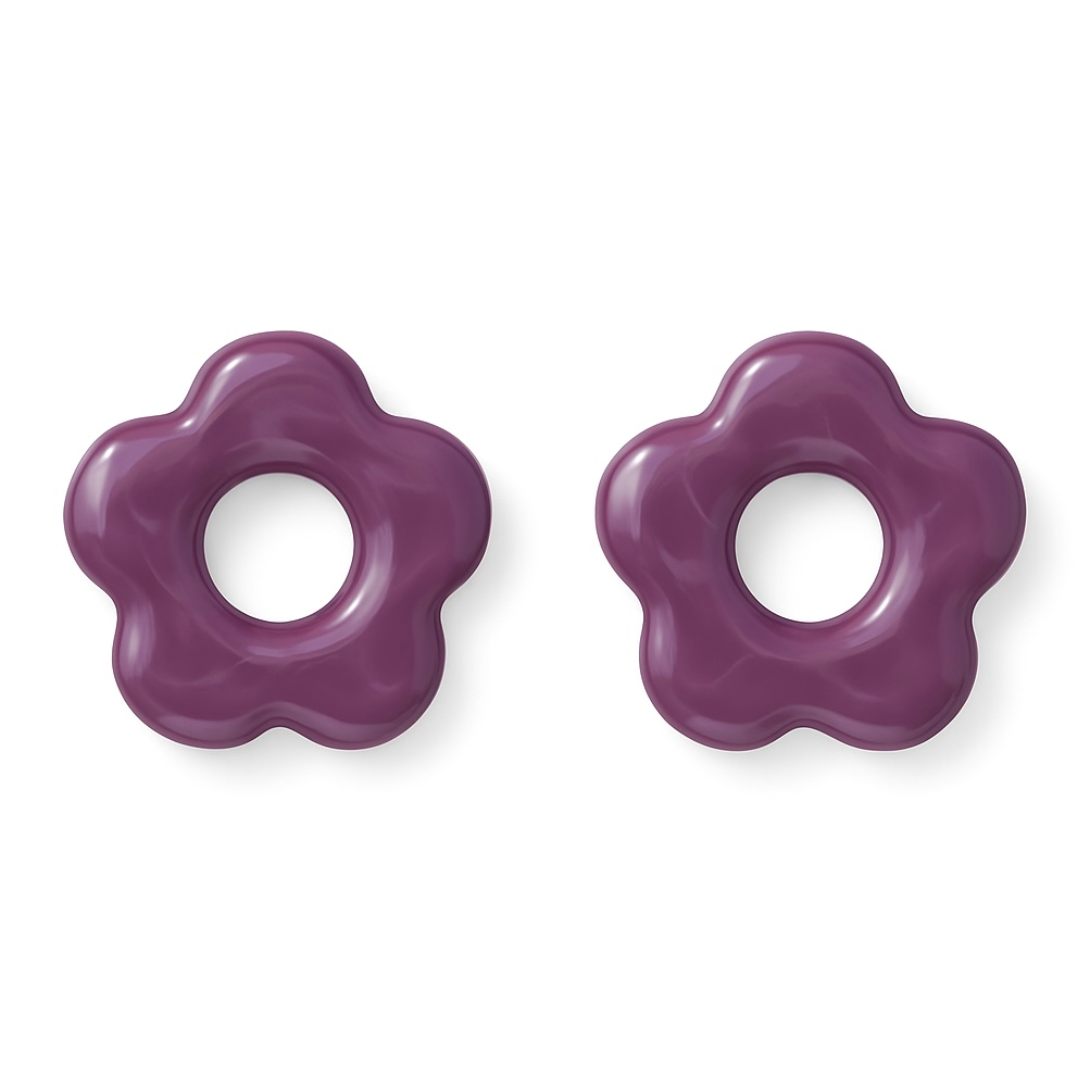 Fleur résine interchangeable mauve boucles d’oreilles 