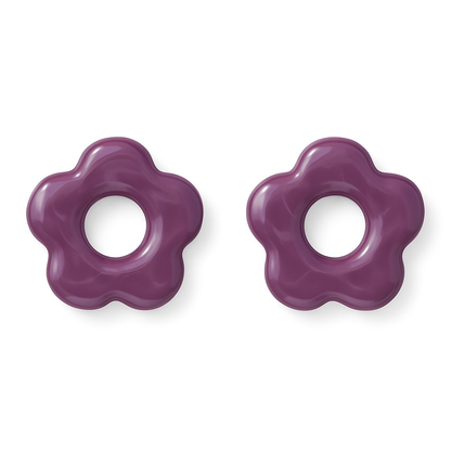 Fleur résine interchangeable mauve boucles d’oreilles 