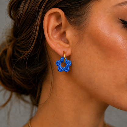 Boucles d’oreilles fleurs résine interchangeable en acier inoxydable 
