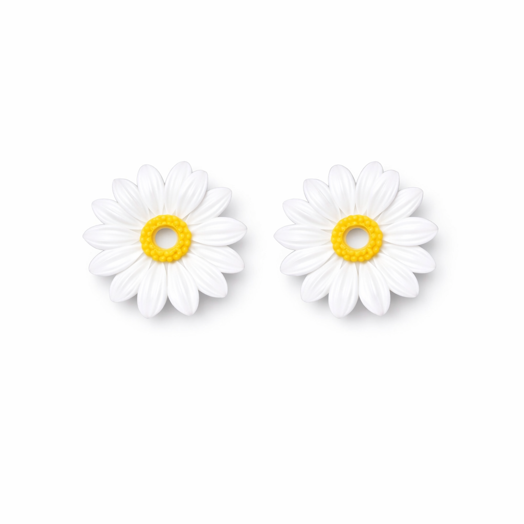 Fleur marguerite interchangeable résine boucles d’oreilles 