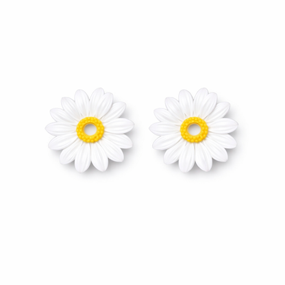 Fleur marguerite interchangeable résine boucles d’oreilles 
