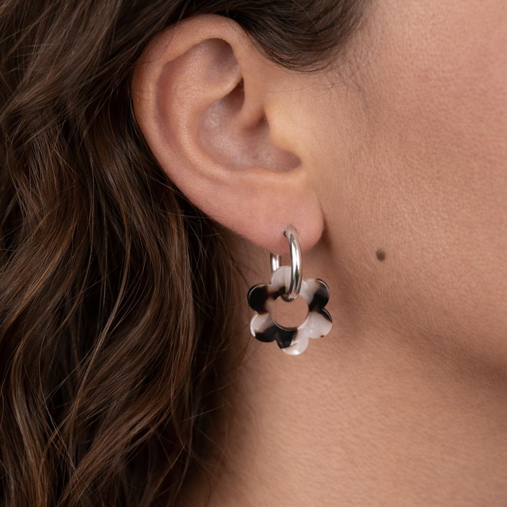 Boucles d’oreilles motif fleur panthère en acier inoxydable 