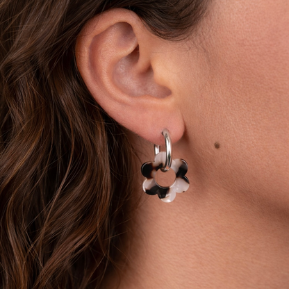 Boucles d’oreilles motif fleur panthère en acier inoxydable 