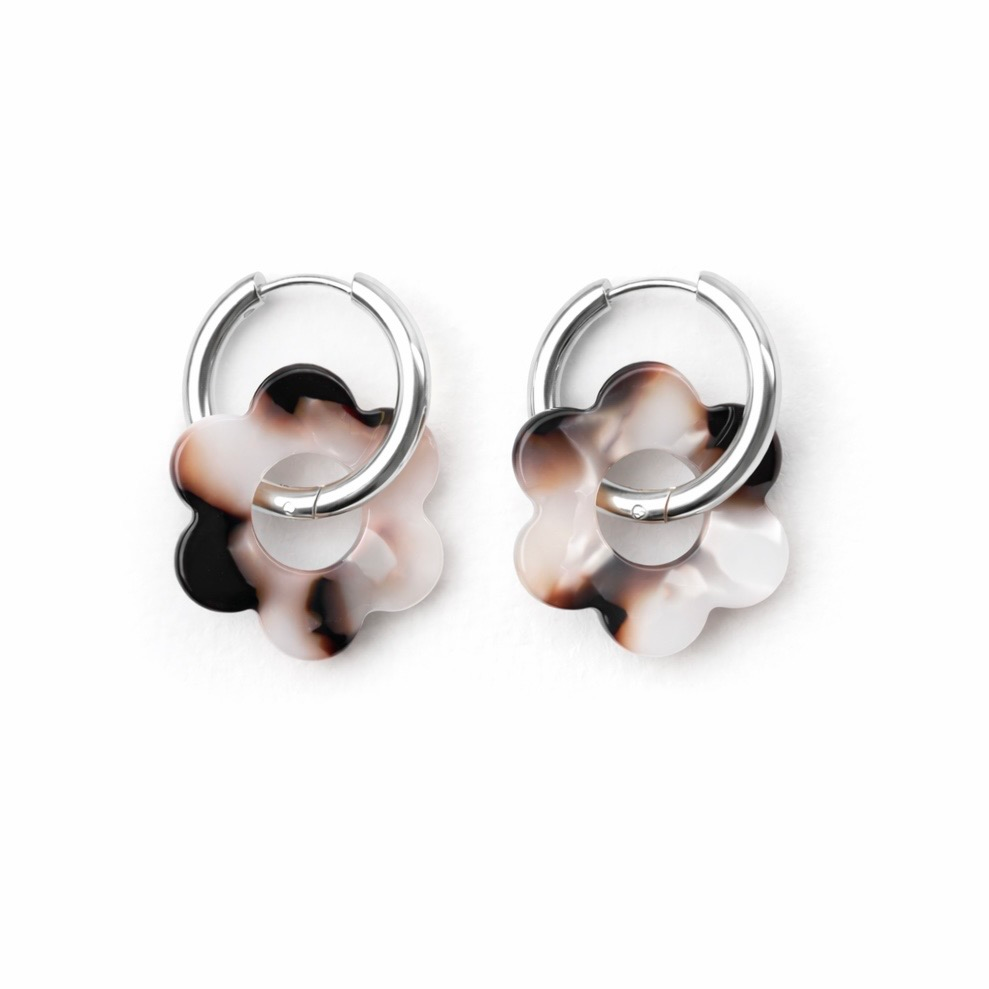 Boucles d’oreilles motif fleur panthère en acier inoxydable 