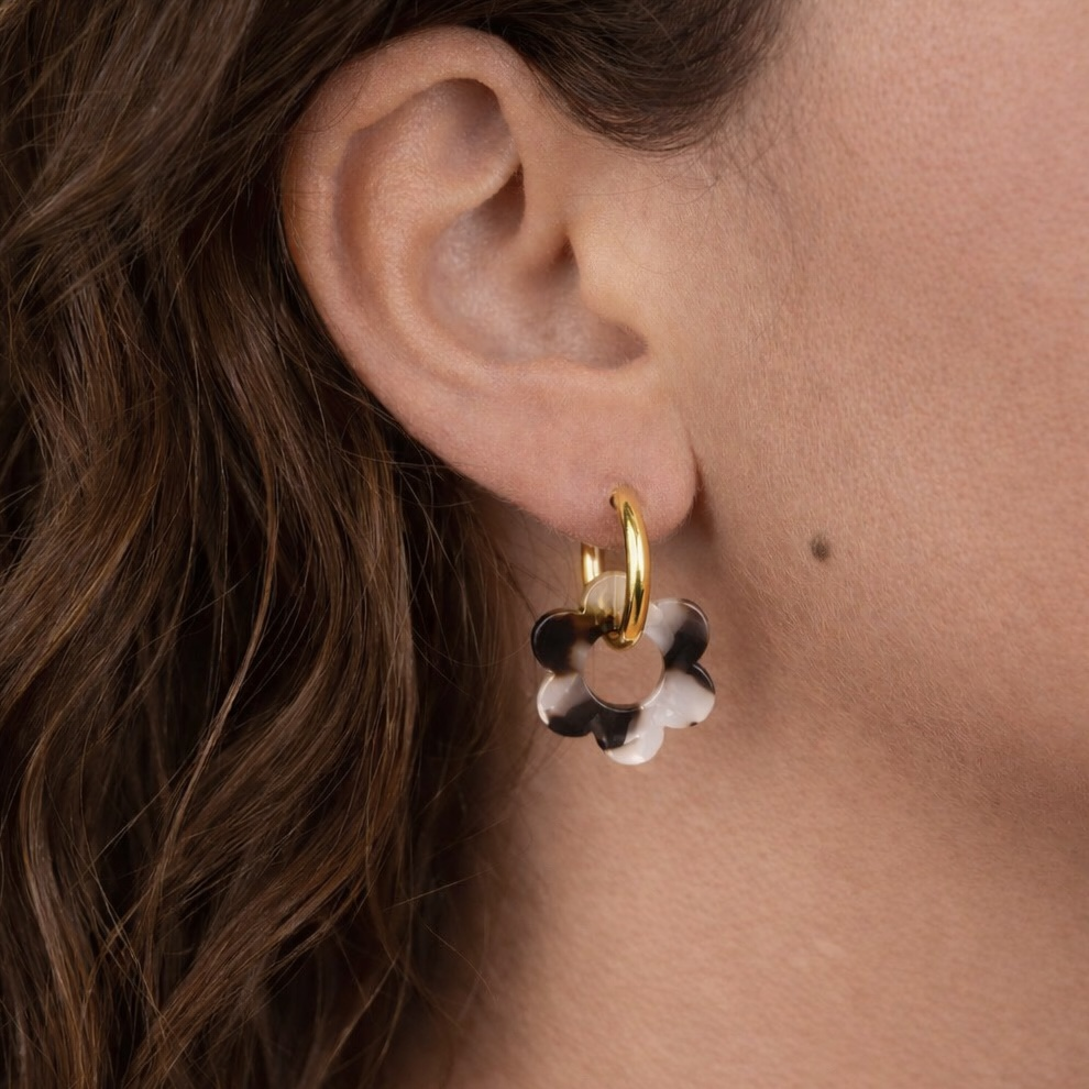 Boucles d’oreilles motif fleur panthère en acier inoxydable 