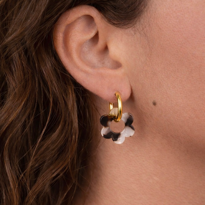 Boucles d’oreilles motif fleur panthère en acier inoxydable 