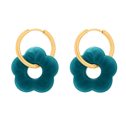 Fleurs | Boucles d’oreilles en acier inoxydable 14 couleurs