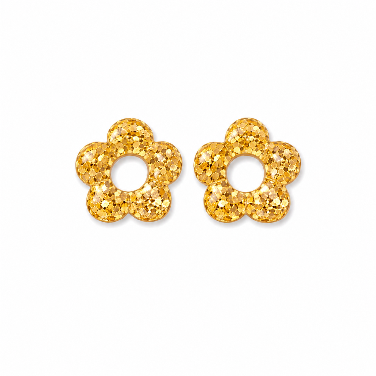 Boucles d’oreilles fleurs résine interchangeable en acier inoxydable 