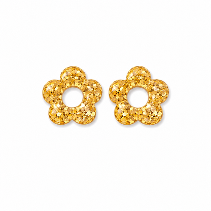 Boucles d’oreilles fleurs résine interchangeable en acier inoxydable 