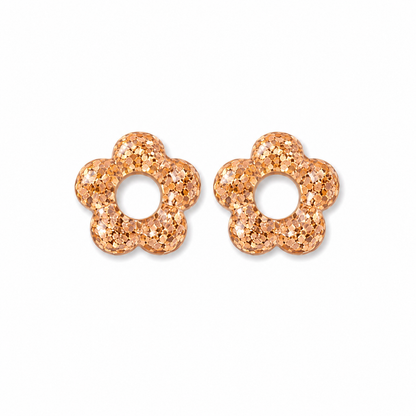 Boucles d’oreilles fleurs résine interchangeable en acier inoxydable 