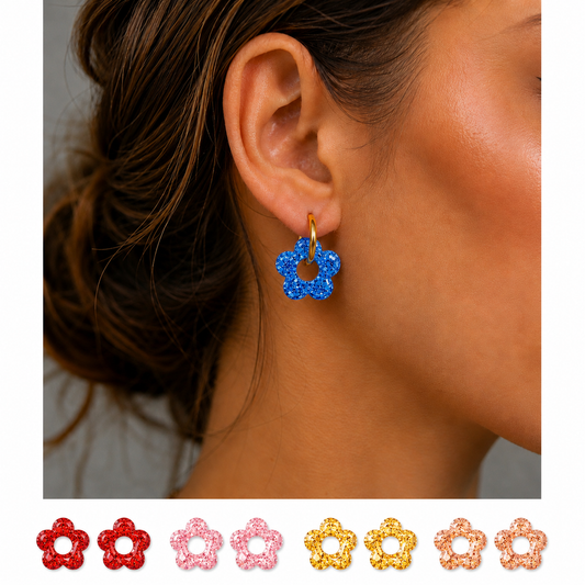Boucles d’oreilles fleurs résine interchangeable en acier inoxydable 