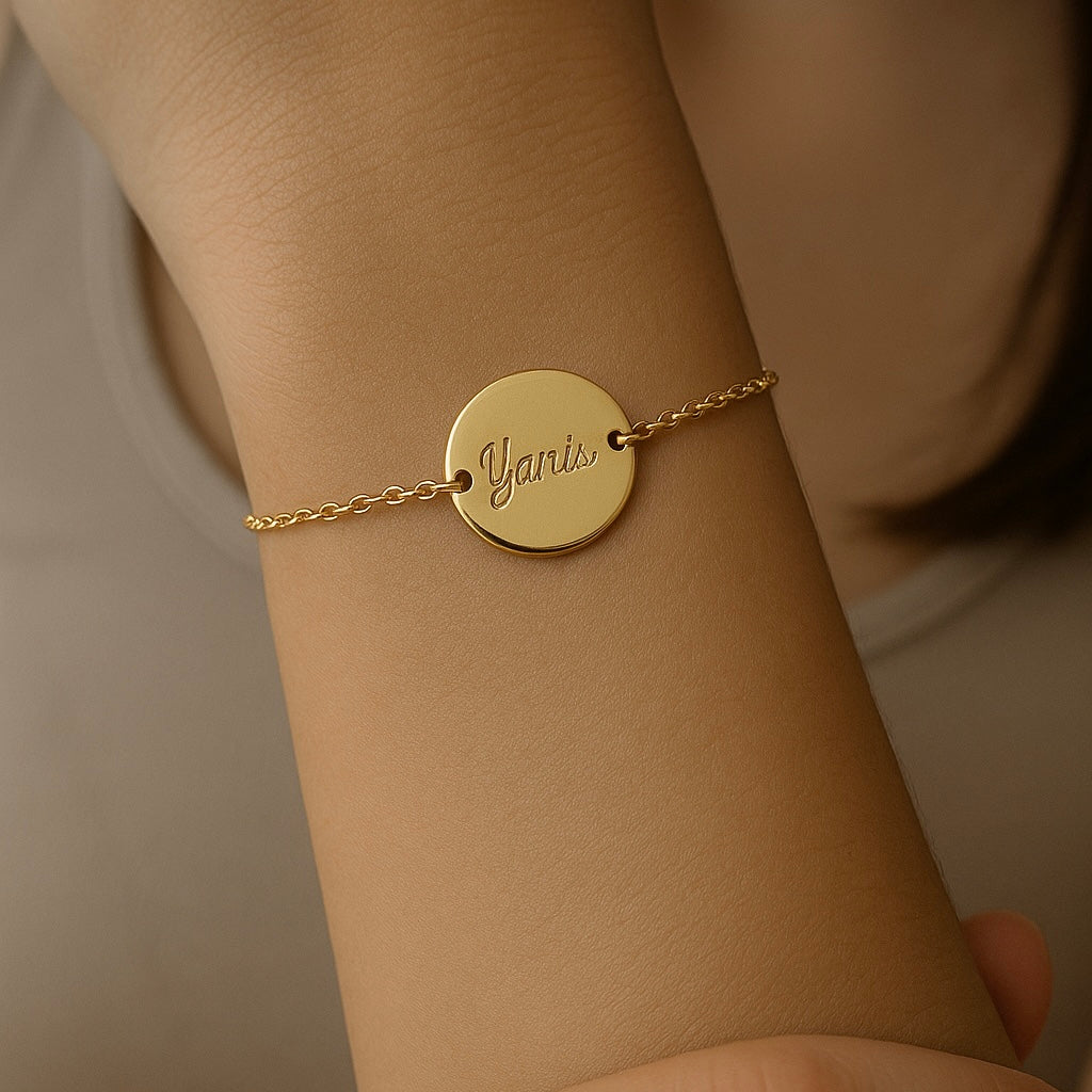 Gravure bracelet médaillon acier inoxydable 