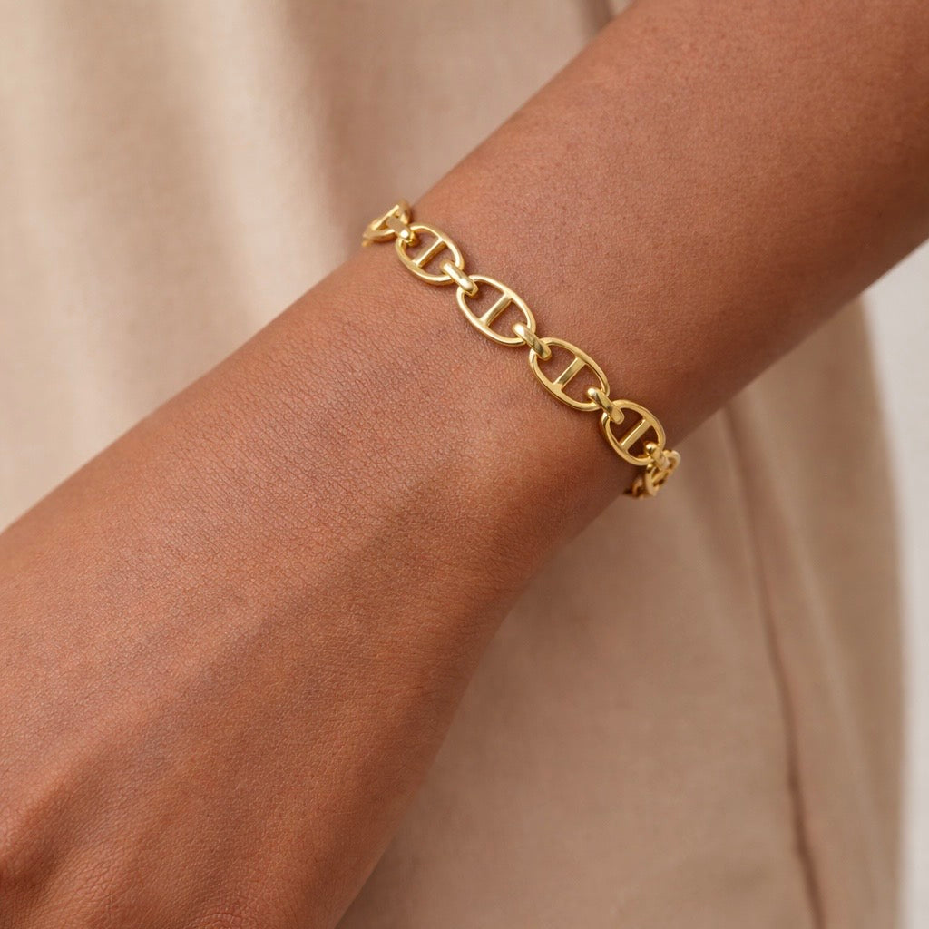 Jonc bracelet maille marine en acier inoxydable 
