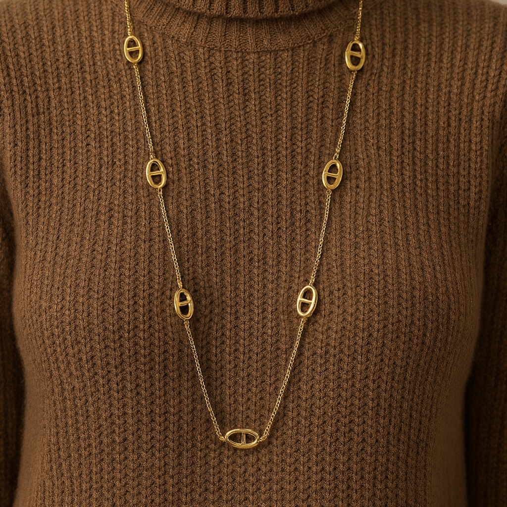 Collier maille long en acier inoxydable 