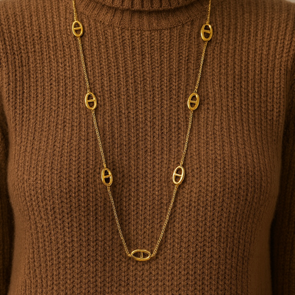 Collier maille long en acier inoxydable 