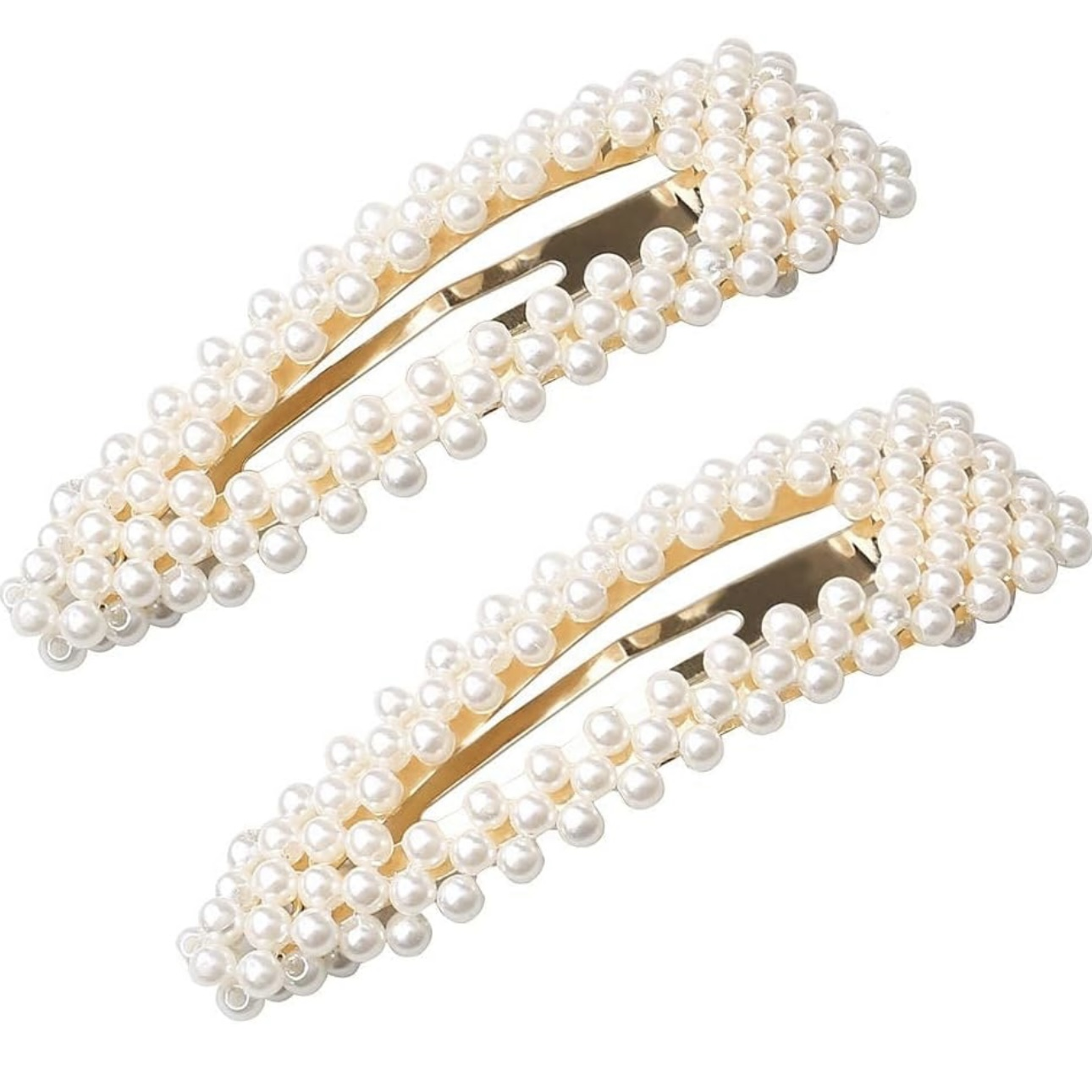 Barrette cheveux perles blanches