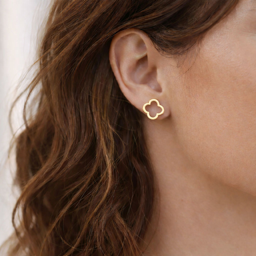 Boucles d’oreilles trèfles en acier inoxydable 