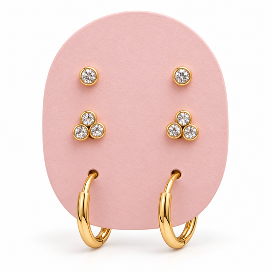 Trio boucles d’oreilles acier acier 