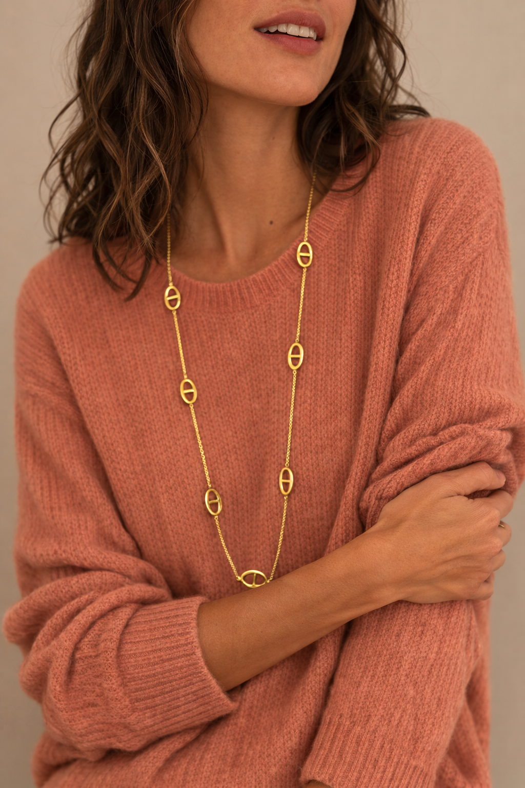 collier maille marine sautoir en acier inoxydable 